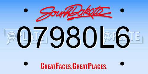 07980L6 South Dakota License Plate