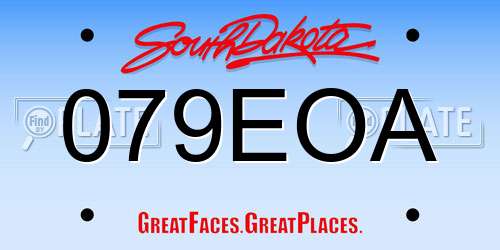 079EOA South Dakota License Plate
