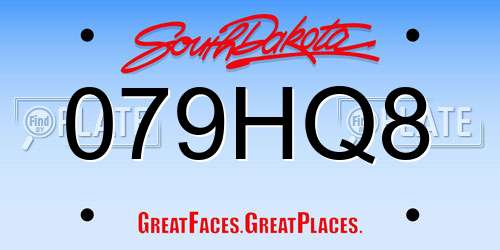 079HQ8 South Dakota License Plate