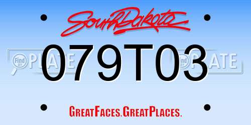079T03 South Dakota License Plate