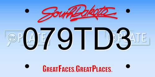079TD3 South Dakota License Plate