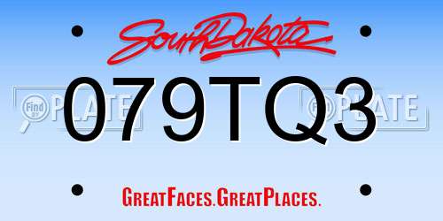 079TQ3 South Dakota License Plate