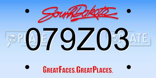079Z03 South Dakota License Plate