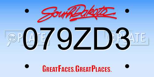 079ZD3 South Dakota License Plate