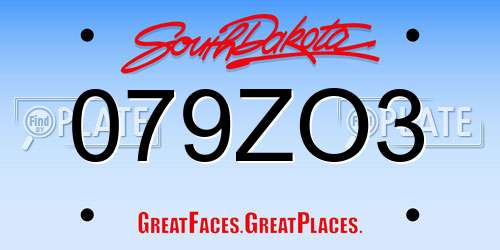079ZO3 South Dakota License Plate