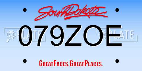 079ZOE South Dakota License Plate