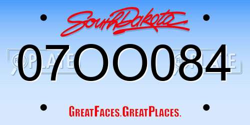 07OO084 South Dakota License Plate