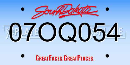 07OQ054 South Dakota License Plate