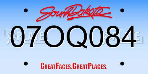 07OQ084 South Dakota License Plate