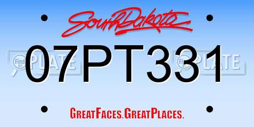 07PT331 South Dakota License Plate