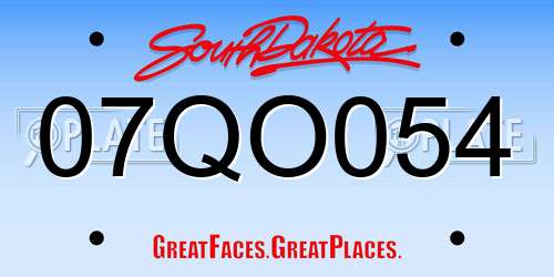 07QO054 South Dakota License Plate