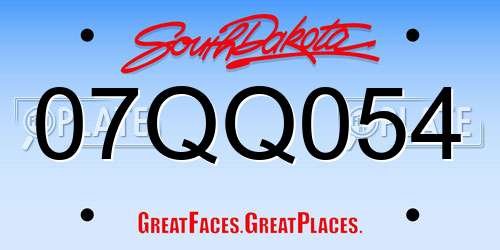 07QQ054 South Dakota License Plate