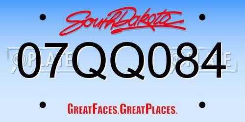 07QQ084 South Dakota License Plate