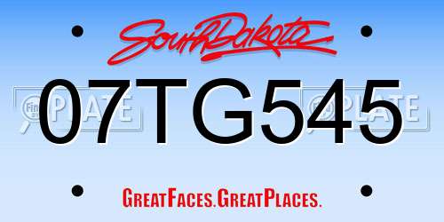 07TG545 South Dakota License Plate