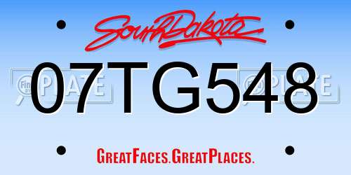 07TG548 South Dakota License Plate