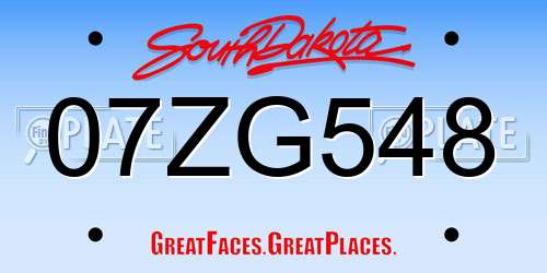 07ZG548 South Dakota License Plate