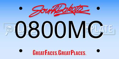 0800MC South Dakota License Plate