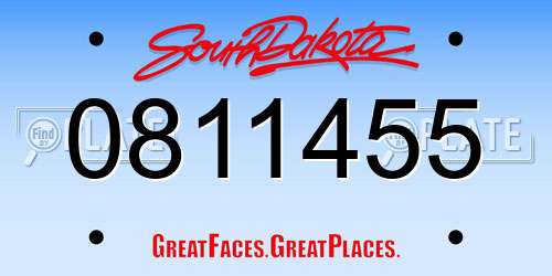 0811455 South Dakota License Plate
