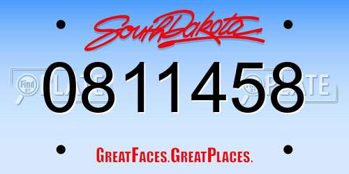 0811458 South Dakota License Plate