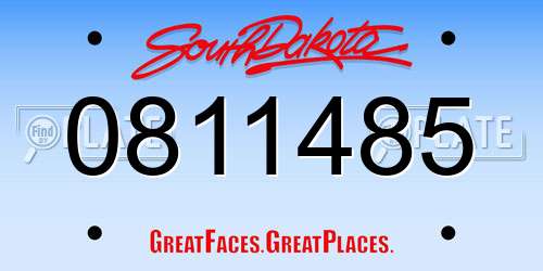 0811485 South Dakota License Plate