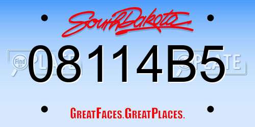 08114B5 South Dakota License Plate