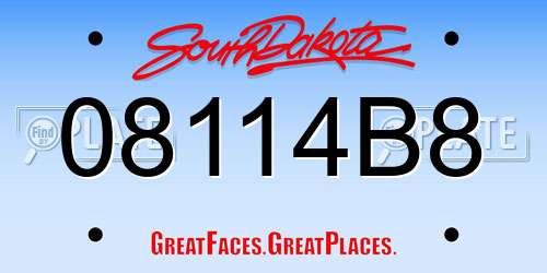 08114B8 South Dakota License Plate