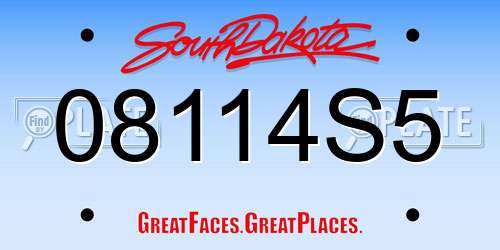 08114S5 South Dakota License Plate