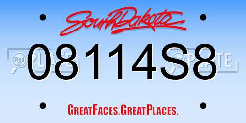 08114S8 South Dakota License Plate