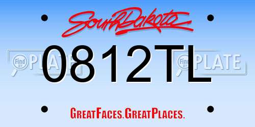 0812TL South Dakota License Plate