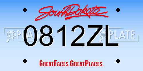 0812ZL South Dakota License Plate