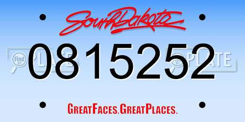 0815252 South Dakota License Plate