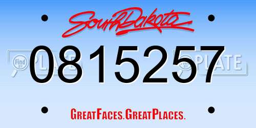 0815257 South Dakota License Plate