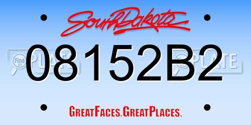 08152B2 South Dakota License Plate