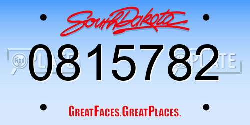 0815782 South Dakota License Plate