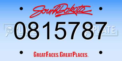 0815787 South Dakota License Plate