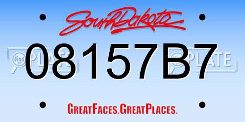 08157B7 South Dakota License Plate