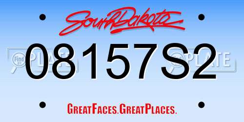 08157S2 South Dakota License Plate