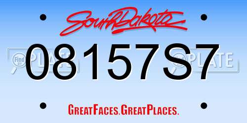 08157S7 South Dakota License Plate