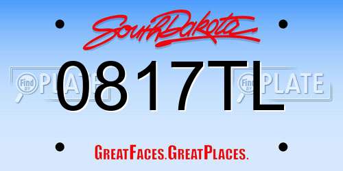 0817TL South Dakota License Plate