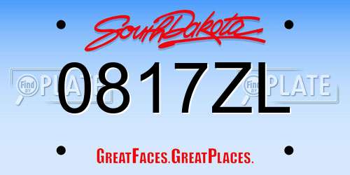 0817ZL South Dakota License Plate