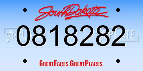 0818282 South Dakota License Plate