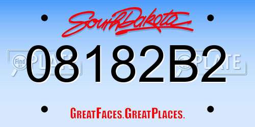 08182B2 South Dakota License Plate