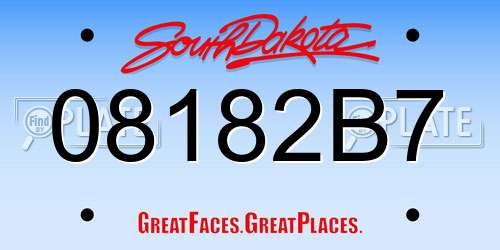 08182B7 South Dakota License Plate