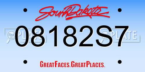 08182S7 South Dakota License Plate