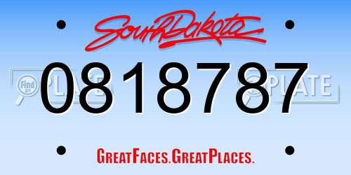 0818787 South Dakota License Plate