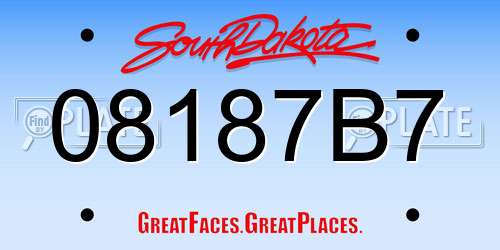 08187B7 South Dakota License Plate