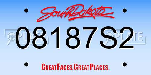 08187S2 South Dakota License Plate