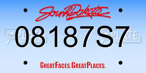 08187S7 South Dakota License Plate