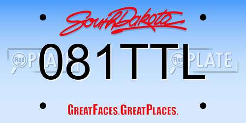 081TTL South Dakota License Plate
