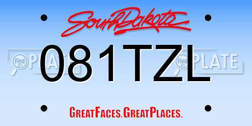 081TZL South Dakota License Plate